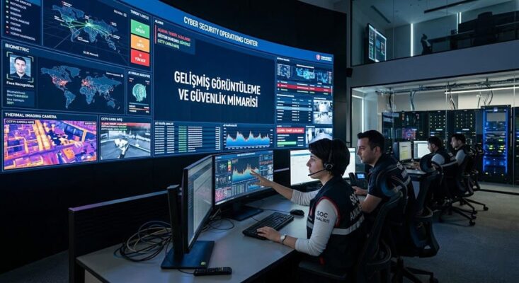 Kırşehir'de kurumsal projeler için tasarlanan gelişmiş görüntüleme, siber güvenlik operasyon merkezi (SOC) ve modern güvenlik mimarisi kontrol odası.